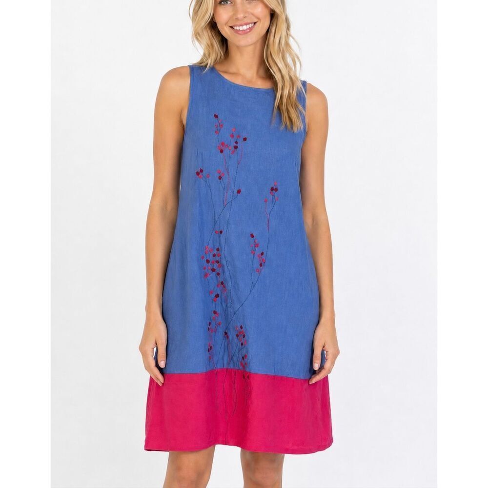 Telluride clothing Co. linen embroidered tank dress size 8